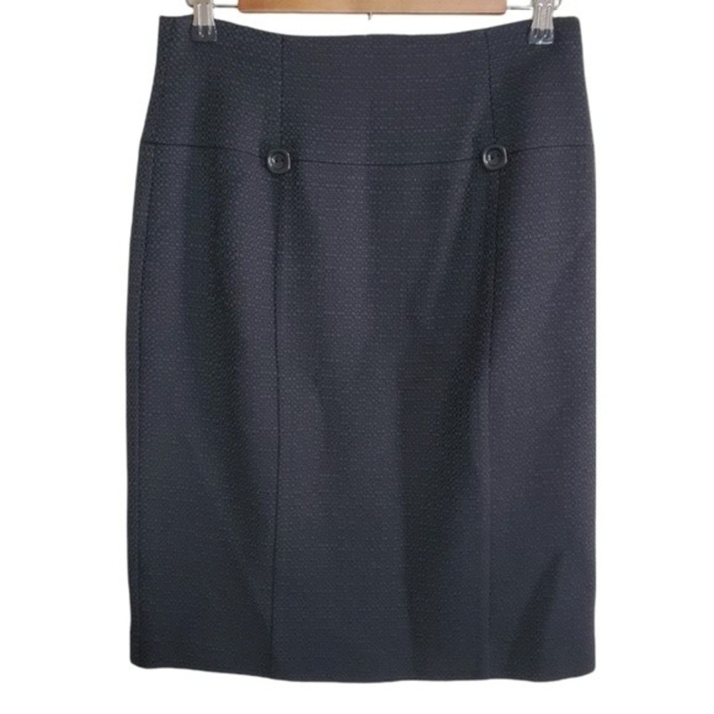 Trina Turk Black Pencil Skirt Wool Blend Knee Length Midi Size 8